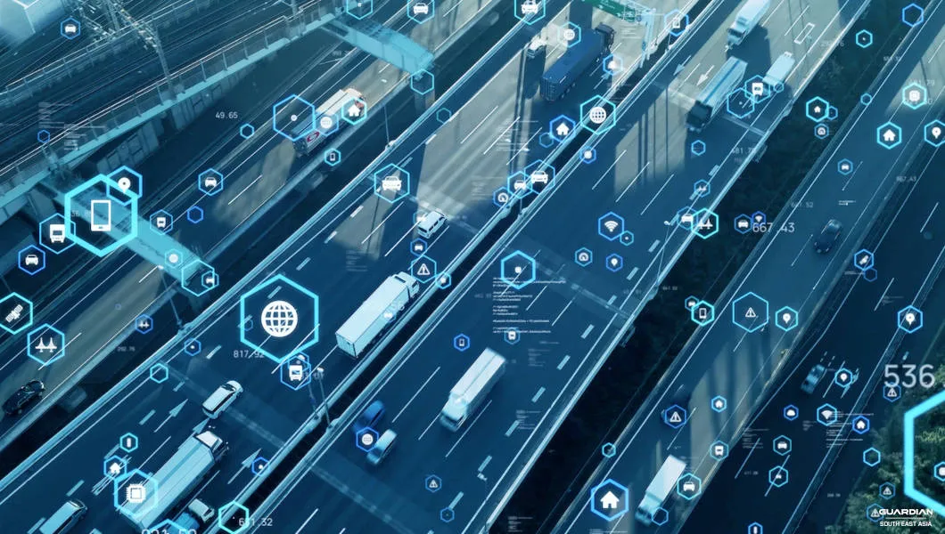 top-telematic-trends digital icons on top of road with vehicles