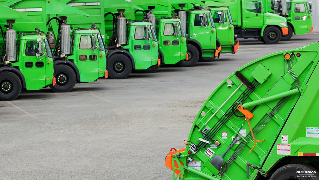 Waste Management Fleet Optimization And Implementation multiple green trucks